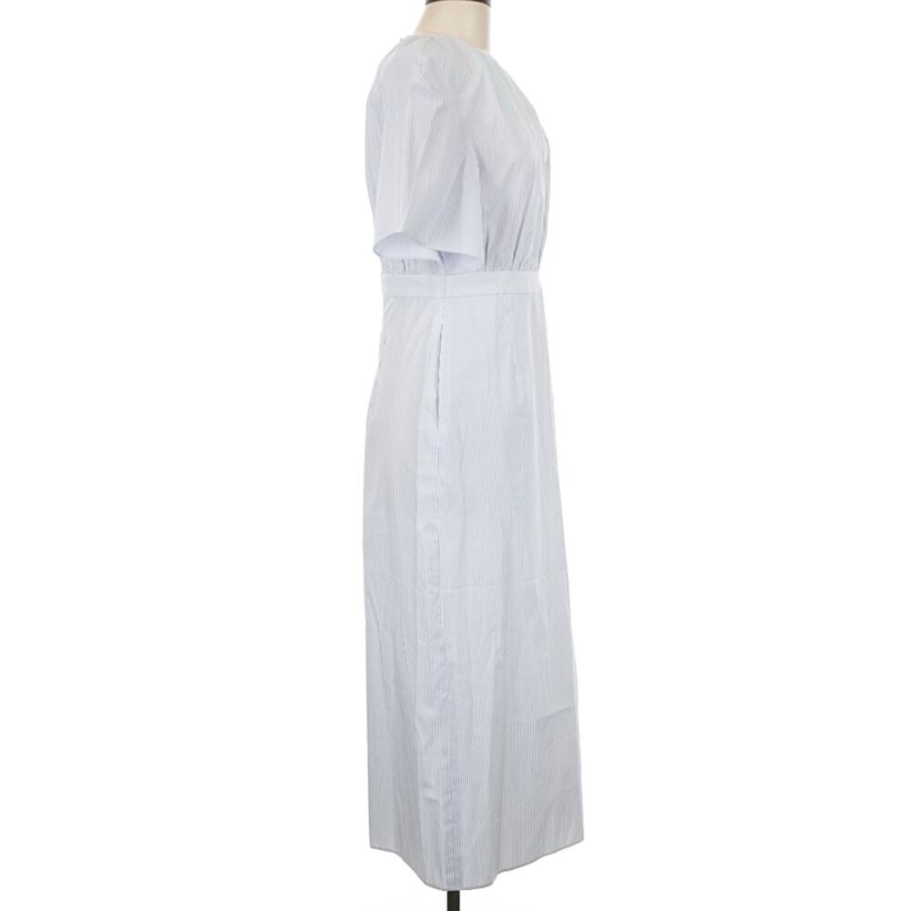 Jeana Sohn Claudia Cotton Blue White Pinstripe Back Button Midi Dress M - Picture 7 of 12